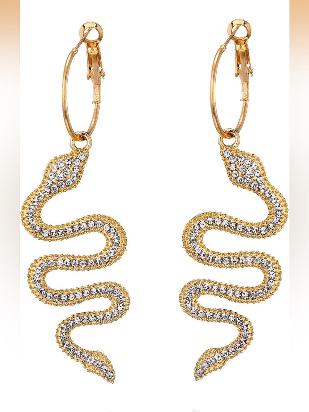 Serpenti Gold Crystal Snake Hoop Earrings